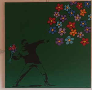 Omaggio a Banksy - Lanciatore di fiori